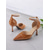 abordables Bombas Clásicas-Sandalias de tacón alto con diseño de cocodrilo y puntera puntiaguda en color marrón para mujer con tira en el tobillo: elegantes zapatos de fiesta y de oficina para ocasiones formales