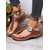 cheap Comfort Sandals-Women&#039;s Brown  Faux Leather Flip-Flop Sandals with Perforated Design and Metallic Accent for Casual Wear and Summer Outings