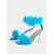 cheap Wedding Shoes-Turquoise Feather-Embellished High Heel Sandals with Clear Stiletto Heel for Women – Perfect for Parties and Special Events