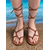 abordables Sandales Gladiateur-sandales à lacets gladiateur pour femmes – chaussures de plage plates à lanières marron pour les sorties décontractées d'été