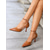 abordables Bombas Clásicas-Sandalias de tacón alto con diseño de cocodrilo y puntera puntiaguda en color marrón para mujer con tira en el tobillo: elegantes zapatos de fiesta y de oficina para ocasiones formales