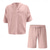ieftine Seturi de tricouri de bază pentru bărbați-Bărbați Set de lenjerie Set pantaloni scurți și tricou tinute 2 piese Manșon scurt Capișon Vară Culoare solidă Costum de plajă Casual 2 bucăți Buzunar frontal Vacanță Casual Negru Roz Alb Top tricou