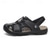 cheap Outdoor Sandals-Men&#039;s Black Faux Leather Hiking Sandals - Adjustable Straps, Closed-Toe, Breathable Design, Anti-Slip Sole, Durable Summer Outdoor Footwear for Trekking