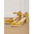 cheap Block Heels-Women&#039;s Yellow Mary Jane Block Heel Pumps with Round Toe and Adjustable Strap for Retro Style, Office Wear and Formal Events