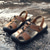 cheap Outdoor Sandals-Men&#039;s Black Faux Leather Hiking Sandals - Adjustable Straps, Closed-Toe, Breathable Design, Anti-Slip Sole, Durable Summer Outdoor Footwear for Trekking