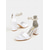 cheap Prom-White Satin Block Heel Bridal Sandals with Floral Ankle Strap – Perfect for Weddings and Receptions