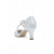 economico sposa-décolleté da sposa in raso bianco con tacco a gattino, cinturino incrociato e applicazioni floreali: comode scarpe da sposa per cerimonia e ricevimento in giardino
