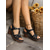 baratos Sandálias de salto-sandálias femininas vintage de salto grosso e aberto na frente - sapatos de verão elegantes com tira de fivela e design oco para ocasiões casuais, de trabalho ou ao ar livre