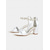 cheap Prom-White Satin Block Heel Bridal Sandals with Floral Ankle Strap – Perfect for Weddings and Receptions
