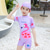 cheap Girls&#039; Wetsuits-Kids Girls&#039; Swimsuit Outdoor Party Unicorn Vacation Fashion Bathing Suits 4 years+ Summer Pink Light Purple