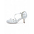 economico sposa-décolleté da sposa in raso bianco con tacco a gattino, cinturino incrociato e applicazioni floreali: comode scarpe da sposa per cerimonia e ricevimento in giardino