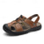 cheap Outdoor Sandals-Men&#039;s Black Faux Leather Hiking Sandals - Adjustable Straps, Closed-Toe, Breathable Design, Anti-Slip Sole, Durable Summer Outdoor Footwear for Trekking