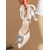 economico décolleté con cinturino-décolleté con tacco alto a punta in raso con cinturini alla caviglia con perle e nastri per donna - eleganti scarpe da sposa