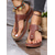 cheap Comfort Sandals-Women&#039;s Brown  Faux Leather Flip-Flop Sandals with Perforated Design and Metallic Accent for Casual Wear and Summer Outings