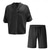 ieftine Seturi de tricouri de bază pentru bărbați-Bărbați Set de lenjerie Set pantaloni scurți și tricou tinute 2 piese Manșon scurt Capișon Vară Culoare solidă Costum de plajă Casual 2 bucăți Buzunar frontal Vacanță Casual Negru Roz Alb Top tricou