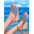 cheap Vacation Sandals-Women&#039;s Wedge Sandals with Studded Denim Design and Open-Toe – Comfortable Casual Footwear for Summer, Beach and Vacation