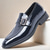 cheap Semi-Formal-Men&#039;s Patent Leather Burgundy Loafers with Crocodile Texture and Buckle Detail – Elegant Slip-On Shoes for Formal Occasions and Business Wear