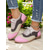 cheap Women's Oxfords-Colorful Pink and Beige Brogue Oxford Sneakers for Women, Casual Lace-Up Shoes with Perforated Detailing, Stylish and Comfortable for Everyday Wear
