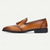 economico Semi-formale-mocassini da uomo in pelle marrone con dettagli stampati a serpente e accenti di nappe: scarpe eleganti slip-on in pelle di vacchetta di alta qualità per occasioni formali, aziendali e quotidiane