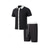 cheap Men&#039;s Tee Sets-Men&#039;s T-shirt Suits 2 Pieces Outfits Tee &amp; Shorts Short Sleeve Lapel Summer Color Block Fashion Casual 2 Piece Vacation Daily Wear Going out Black White Wine Top Tee for Men