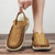 voordelige Vakantiesandalen-Heren bruine instapsandalen voor buiten met gevlochten details, casual stijl voor zomer- en strandactiviteiten