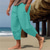 cheap Holiday-Men&#039;s Linen Pants Capri Pants Pocket Drawstring Elastic Waist Plain Comfort Breathable Calf-Length Vacation Daily Holiday Hawaiian Boho ArmyGreen Black