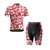 cheap Men&#039;s Clothing Sets-Men&#039;s Cycling Jersey with Shorts Short Sleeve Mountain Bike MTB Road Bike Cycling Black Red Navy Blue Floral Botanical Bike Spandex Sports Floral Botanical Clothing Apparel