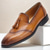 economico Semi-formale-mocassini da uomo in pelle marrone con dettagli stampati a serpente e accenti di nappe: scarpe eleganti slip-on in pelle di vacchetta di alta qualità per occasioni formali, aziendali e quotidiane