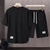 cheap Men&#039;s Tracksuit &amp; Hoodie-Men&#039;s Workout Set Tracksuit T shirt &amp; Shorts Set Outfit Set Crew Neck Outdoor Daily Sports Pocket Drawstring 2 Piece Plain Black White Apricot Polyester Activewear Classic Casual Summer
