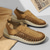 voordelige Vakantiesandalen-Heren bruine instapsandalen voor buiten met gevlochten details, casual stijl voor zomer- en strandactiviteiten