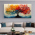 cheap Landscape Paintings-Handpainted  Colorful Dots Tree Oil Painting on Canvas Modern Textured flower tree painting Wall Art 3D Floral Painting Contemporary Art Large Wall Art oil painting for Living Room Decor