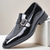 cheap Semi-Formal-Men&#039;s Patent Leather Burgundy Loafers with Crocodile Texture and Buckle Detail – Elegant Slip-On Shoes for Formal Occasions and Business Wear