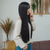cheap Synthetic Trendy Wigs-Synthetic Wig kinky Straight Yaki Straight Layered Haircut With Bangs Machine Made Wig 32 inches A1 Synthetic Hair Women&#039;s Classic Comfortable Color Gradient Black