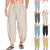 preiswerte Klassiker-Herren Leinenhosen Sommerhose Strandhose Haremshose Kordelzug Tasche Elastischer Bund Einfach Komfort Atmungsaktiv Knöchellang Täglich Strand Urlaub Hawaiianisch Boho Meerblau Schwarz