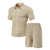 cheap Men&#039;s Tee Sets-Men&#039;s T-shirt Suits 2 Pieces Outfits Tee &amp; Shorts Short Sleeve Lapel Summer Plain Fashion Casual Buttons 2 Piece Jacquard Vacation Daily Wear Going out Black White Navy Blue Top Tee for Men