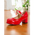 baratos Retrô dos anos 1950-saltos mary jane de couro sintético envernizado retrô feminino – sapatos plataforma de salto grosso e bloco para cosplay, festas e moda vintage