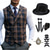cheap Outfits-1920s Vintage Inspired The Great Gatsby Party Costume Accessories Set Sleeveless Double Breasted Plaid Turndown Men&#039;s Halloween Party &amp; Evening Casual Daily Adults&#039; Vest Hat All Seasons