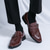 cheap Semi-Formal-Men&#039;s Patent Leather Burgundy Loafers with Crocodile Texture and Buckle Detail – Elegant Slip-On Shoes for Formal Occasions and Business Wear