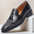 economico Semi-formale-mocassini da uomo in pelle marrone con dettagli stampati a serpente e accenti di nappe: scarpe eleganti slip-on in pelle di vacchetta di alta qualità per occasioni formali, aziendali e quotidiane