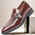 cheap Semi-Formal-Men&#039;s Patent Leather Burgundy Loafers with Crocodile Texture and Buckle Detail – Elegant Slip-On Shoes for Formal Occasions and Business Wear