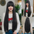 cheap Synthetic Trendy Wigs-Synthetic Wig kinky Straight Yaki Straight Layered Haircut With Bangs Machine Made Wig 32 inches A1 Synthetic Hair Women&#039;s Classic Comfortable Color Gradient Black