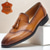 economico Semi-formale-mocassini da uomo in pelle marrone con dettagli stampati a serpente e accenti di nappe: scarpe eleganti slip-on in pelle di vacchetta di alta qualità per occasioni formali, aziendali e quotidiane