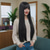 cheap Synthetic Trendy Wigs-Synthetic Wig kinky Straight Yaki Straight Layered Haircut With Bangs Machine Made Wig 32 inches A1 Synthetic Hair Women&#039;s Classic Comfortable Color Gradient Black