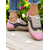 cheap Women's Oxfords-Colorful Pink and Beige Brogue Oxford Sneakers for Women, Casual Lace-Up Shoes with Perforated Detailing, Stylish and Comfortable for Everyday Wear
