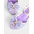 abordables Niños &amp; Niña de las Flores-Sandalias con lazo de purpurina morada para niñas con detalle de perla, correa ajustable, perfectas para bodas, cumpleaños y ocasiones especiales.