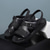cheap Vacation Sandals-Men&#039;s Black Sports Sandals with Adjustable Strap and Breathable Design, Comfortable for Outdoor Activities, Casual Wear and Summer Travel