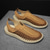 voordelige Vakantiesandalen-Heren bruine instapsandalen voor buiten met gevlochten details, casual stijl voor zomer- en strandactiviteiten