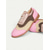 cheap Women's Oxfords-Colorful Pink and Beige Brogue Oxford Sneakers for Women, Casual Lace-Up Shoes with Perforated Detailing, Stylish and Comfortable for Everyday Wear