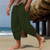 cheap Holiday-Men&#039;s Linen Pants Capri Pants Pocket Drawstring Elastic Waist Plain Comfort Breathable Calf-Length Vacation Daily Holiday Hawaiian Boho ArmyGreen Black