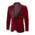 cheap Men&#039;s Blazers-Men&#039;s Velvet Blazer Blazer Business Cocktail Party Wedding Party Fashion Casual Spring Fall Polyester Solid Color Buttons Pocket Comfortable Single Breasted Blazer Red Green